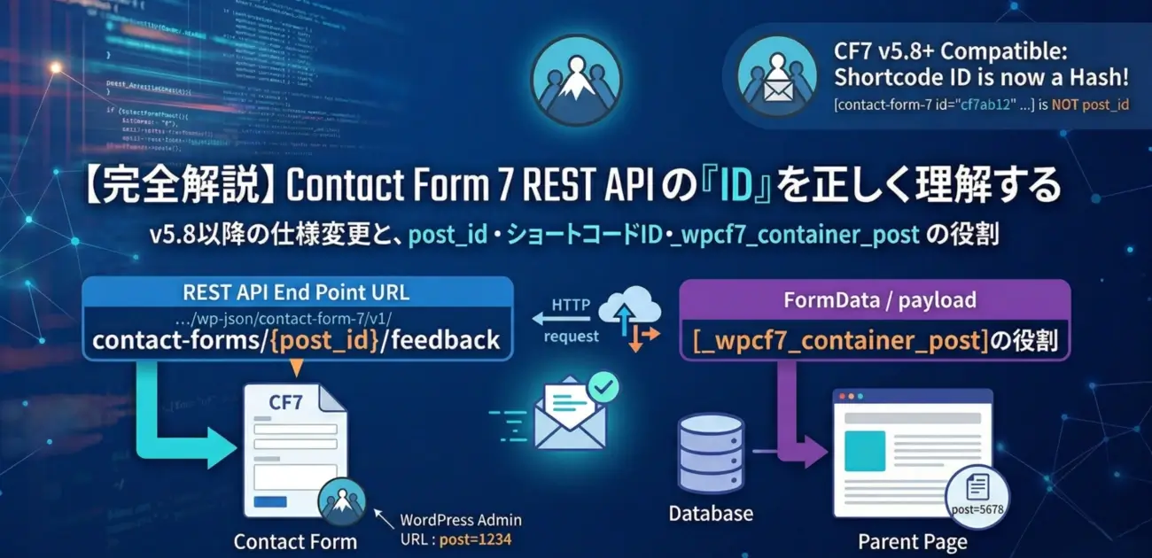 Contact Form 7 REST API の「post_id」はどこ？3つのIDの違いを解説（v5.8以降）