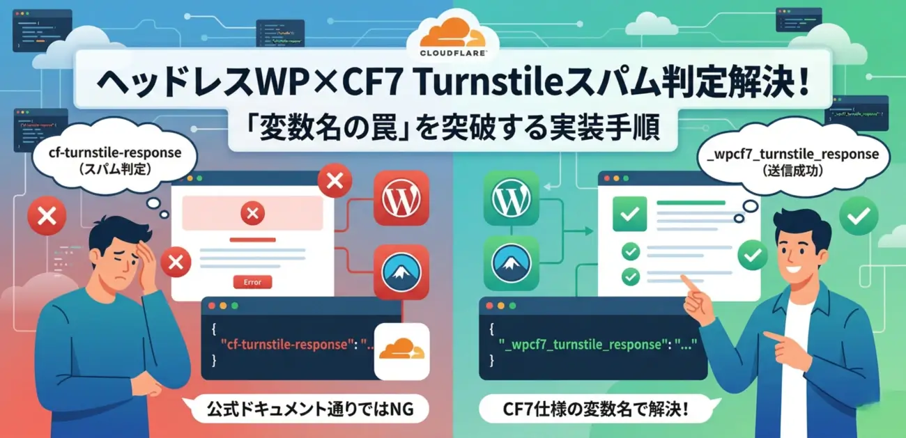 Cloudflare Turnstileがスパム判定される原因と解決方法【Contact Form 7 REST API / ヘッドレスWordPress対応】